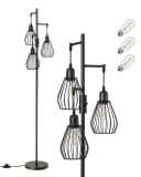 EDISHINE Stehlampe Wohnzimmer 3-flammig Dimmbar Schwarz Bild 2