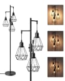 EDISHINE Stehlampe Wohnzimmer 3-flammig Dimmbar LED Wechselbar Schwarz Bild 2