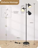 EDISHINE Stehlampe Wohnzimmer 163cm, 3-flammige Standleuchte LED wechselbar Schwenkbar Bild 5