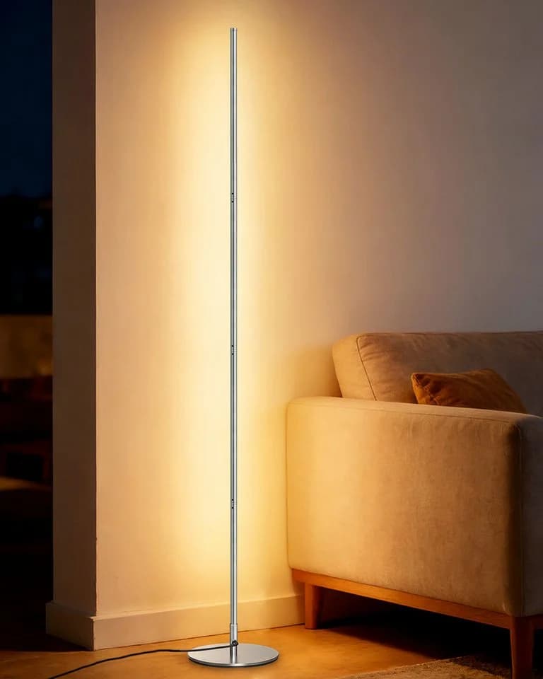 EDISHINE LED Stehlampe Wohnzimmer Silber Dimmbar Höhenverstellbar - Bild 2