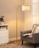 EDISHINE Bogenlampe mit Leinen-Lampenschirm, verstellbar, Fußschalter Bild 2