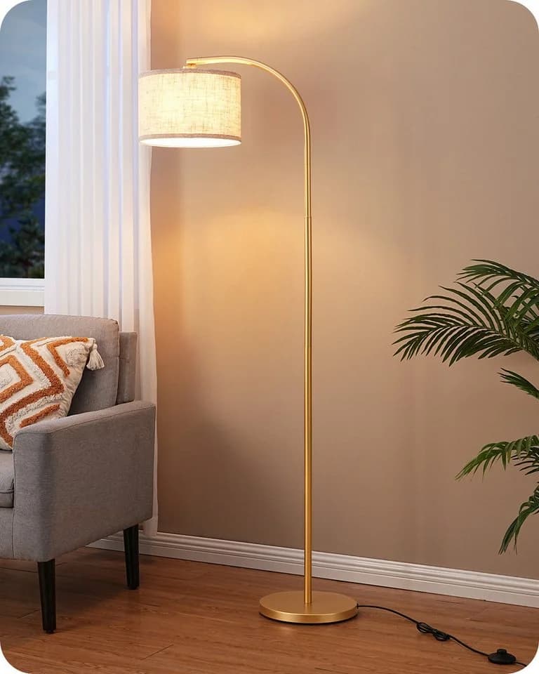 EDISHINE Bogenlampe mit Leinen-Lampenschirm, verstellbar, Fußschalter - Bild 3
