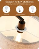 EDISHINE Stehlampe Wohnzimmer, Bogenlampe, mit E27 LED-Glühbirne, Leinen-Lampenschirm verstellbar, Fußschalter Bild 3