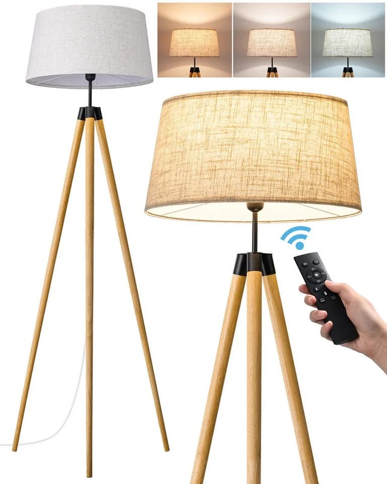 EDISHINE Stehlampe Wohnzimmer Dimmbar LED wechselbar warmweiß bis kaltweiß Stehleuchte mit Fernbedienung