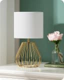 EDISHINE Nachttischlampe H29 cm mit Metallfuß, LED wechselbar, 2700 K Warmweiß, Vintage Tischleuchte mit E14 Leuchtmittel Bild 2
