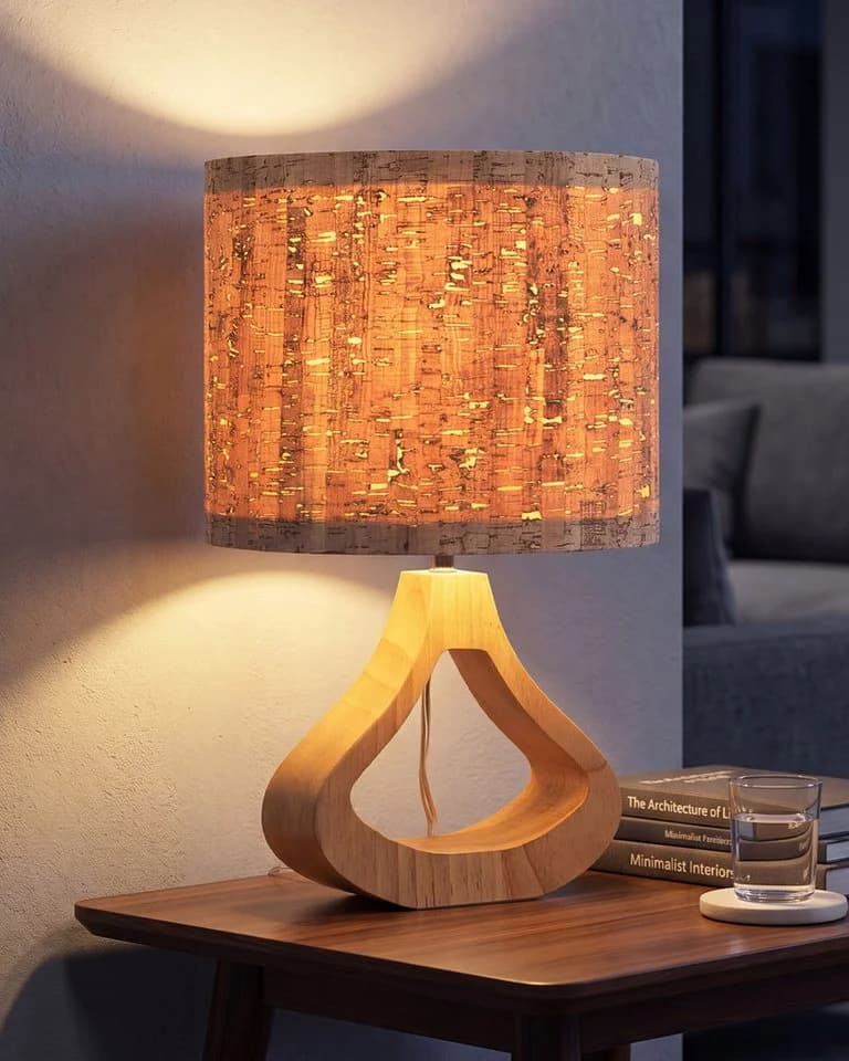 EDISHINE Nachttischlampe Holz LED 34cm