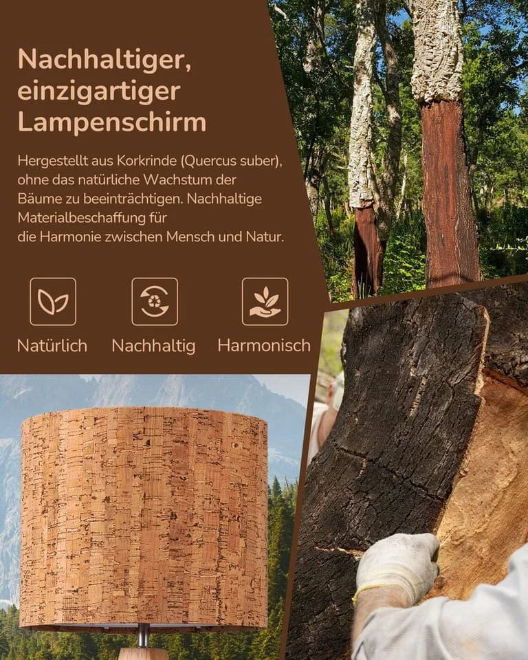 EDISHINE Nachttischlampe Holz LED 34cm - Bild 4