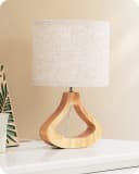 EDISHINE Nachttischlampe 34cm Holz LED wechselbar warmweiß E27 Bild 2