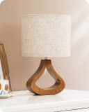 EDISHINE Nachttischlampe Holz LED warmweiß Bild 2