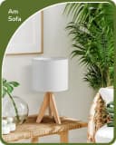EDISHINE Nachttischlampe 2er-Set aus Holz mit Leinenlampenschirm LED wechselbar warmweiß Bild 3