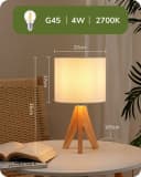 EDISHINE Nachttischlampe 2er-Set aus Holz mit Leinenlampenschirm LED wechselbar warmweiß Bild 4
