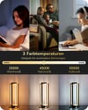 EDISHINE LED Nachttischlampe Touch Dimmbar Schwarz-Gold Metall 3 Farbtemperaturen Bild 3