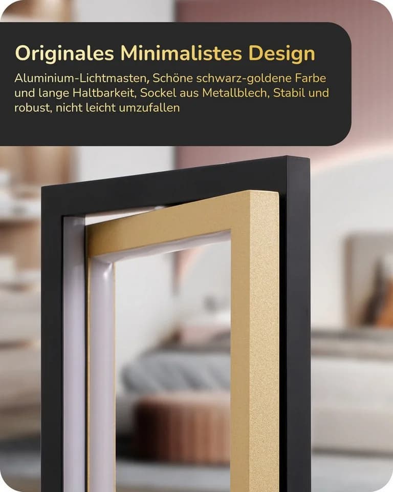 EDISHINE LED Nachttischlampe Touch Dimmbar Schwarz-Gold Metall 3 Farbtemperaturen - Bild 5
