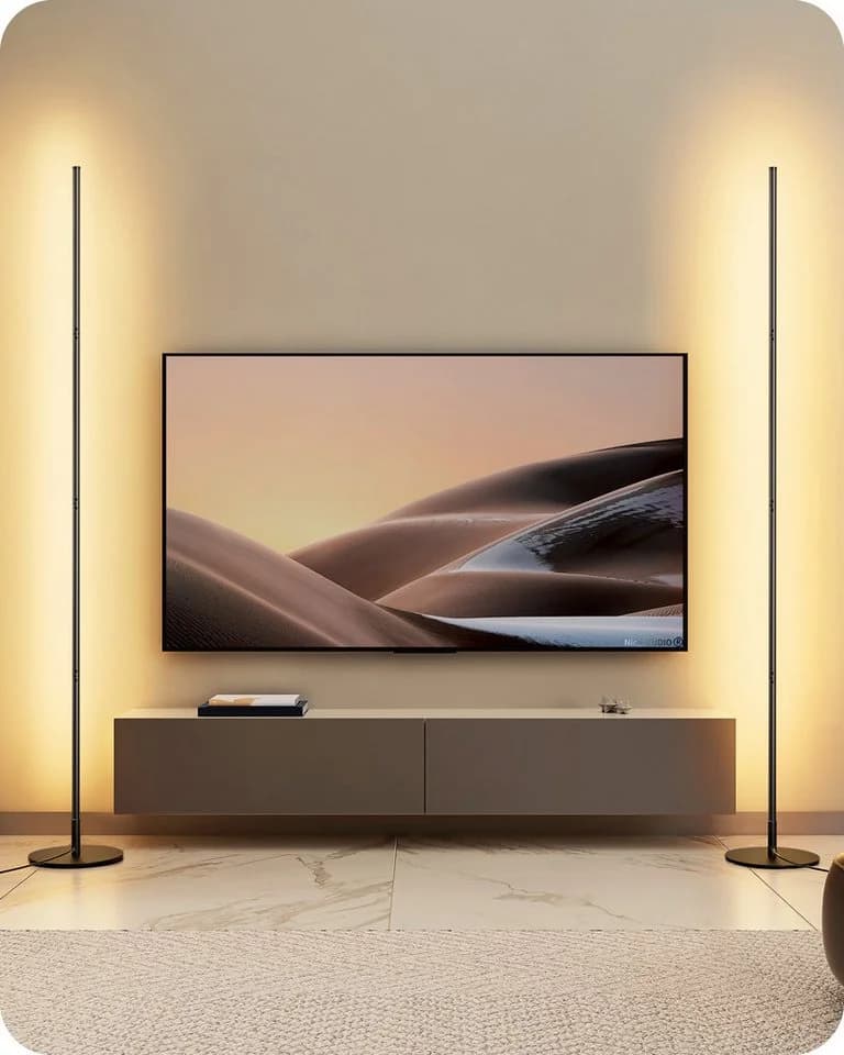 EDISHINE LED Stehlampe Wohnzimmer Schwarz Dimmbar Höhenverstellbar
