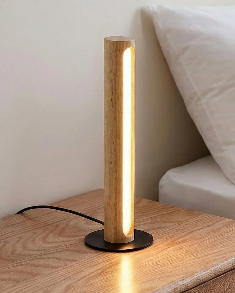 Moderne Nachttischlampe aus Holz - Bild 2