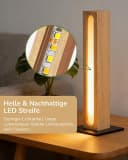 EDISHINE LED Nachttischlampe Holz, LED fest integriert, Touch Dimmbar Bild 5