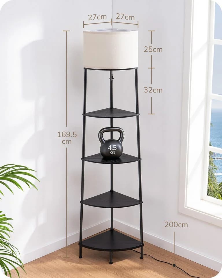 EDISHINE Stehlampe mit Regal Beige Holz - Bild 5