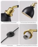 EDISHINE Stehlampe Industrial Design Schwarz Gold LED Bild 5