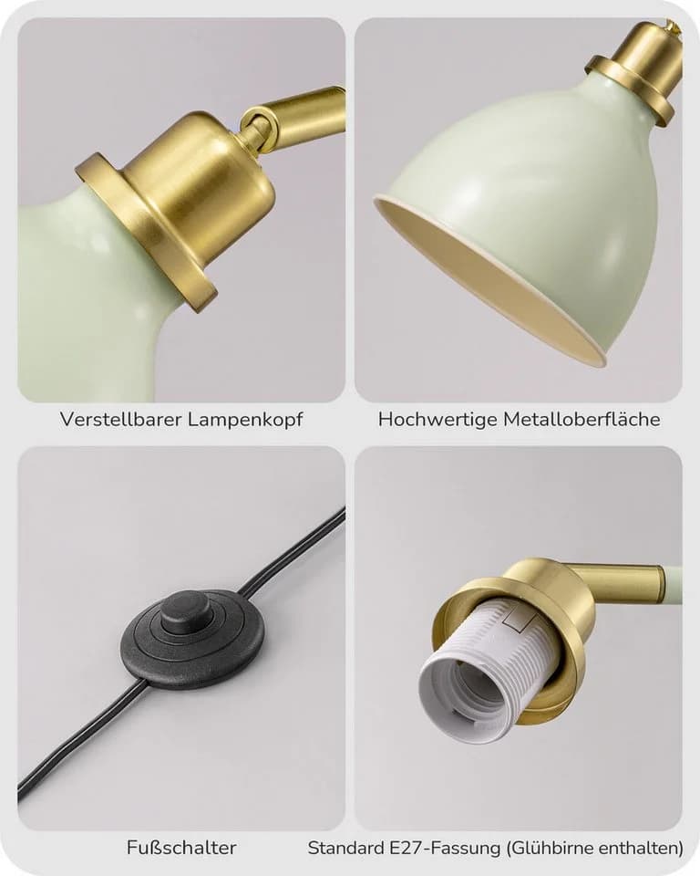 EDISHINE Stehlampe Industriell Mintgrün Gold Verstellbar - Bild 4