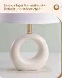 EDISHINE Nachttischlampe Keramik mit Stoffschirm und LED E14 Warmweiß Bild 3