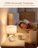EDISHINE Nachttischlampe Keramik mit Stoffschirm und LED E14 Warmweiß Bild 5