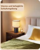 EDISHINE Nachttischlampe Massivholzsockel Leinen-Lampenschirm Schwarz Beige Bild 5