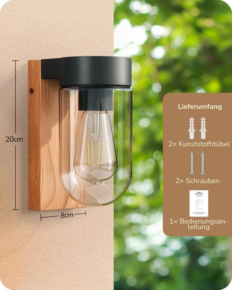 EDISHINE Außen-Wandleuchte Holzoptik Modern - Bild 5
