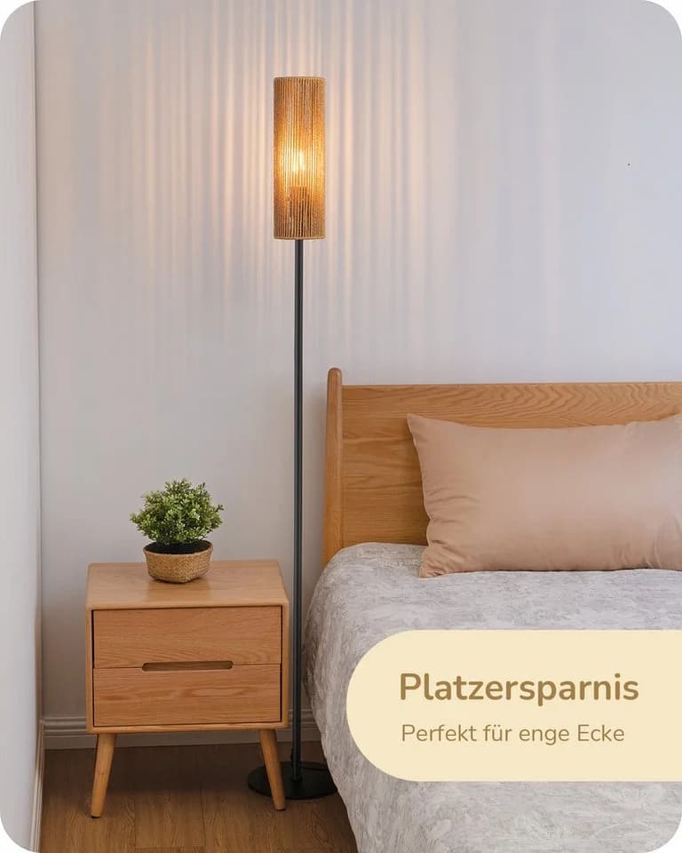 EDISHINE Stehlampe Wohnzimmer LED wechselbar warmweiß Stehleuchte Seil