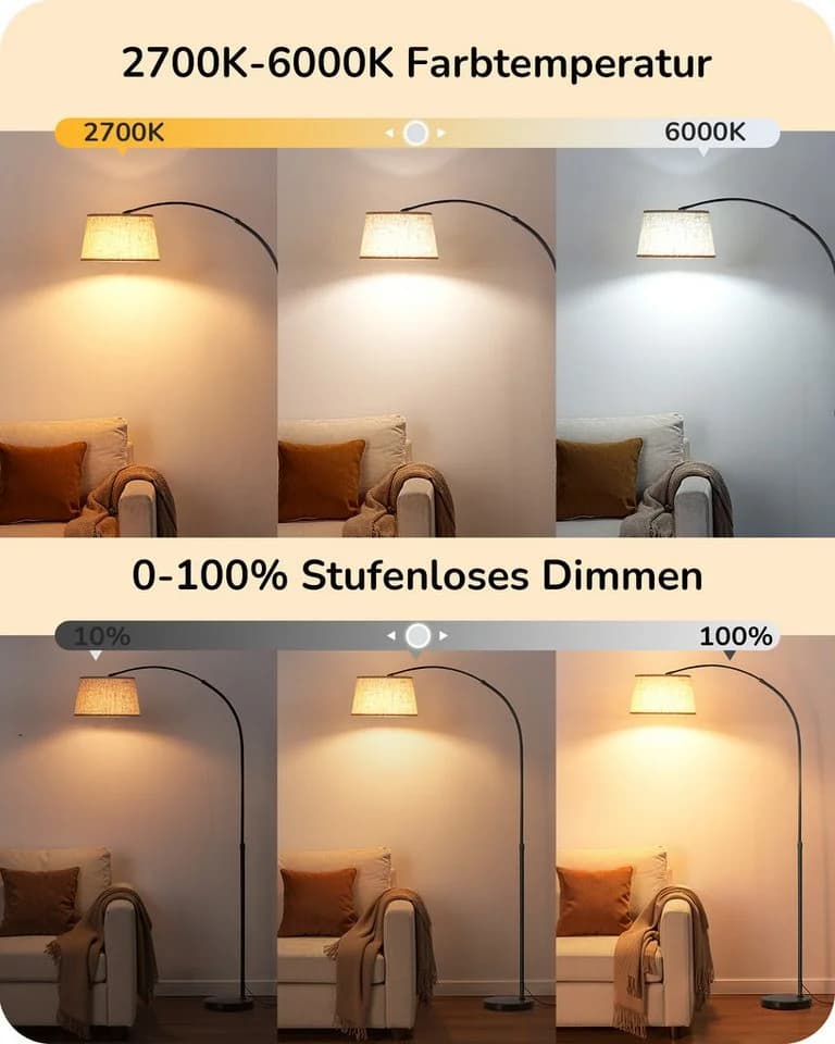 EDISHINE LED Bogenlampe dimmbar mit Fernbedienung