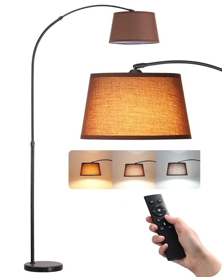 EDISHINE LED Bogenlampe dimmbar mit Fernbedienung Schwarz Braun