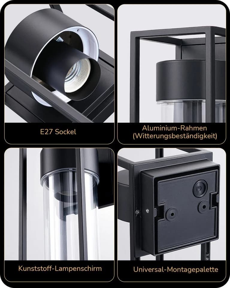 EDISHINE Wandleuchte Schwarz IP44 - Bild 5