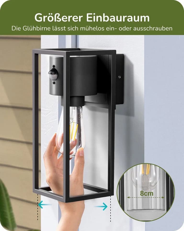 EDISHINE Außen-Wandleuchte mit Bewegungsmelder, moderne Wandlampe für Garten, Fassade und Haustür - Bild 5