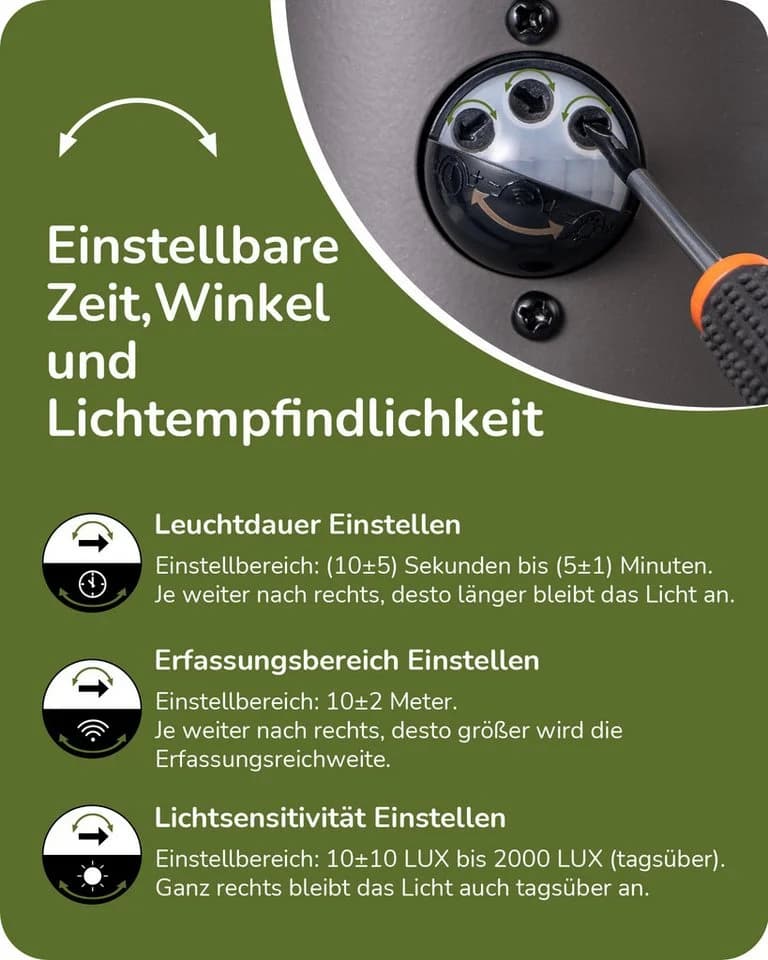 EDISHINE Außen-Wandleuchte mit Bewegungsmelder, Anthrazit - Bild 3