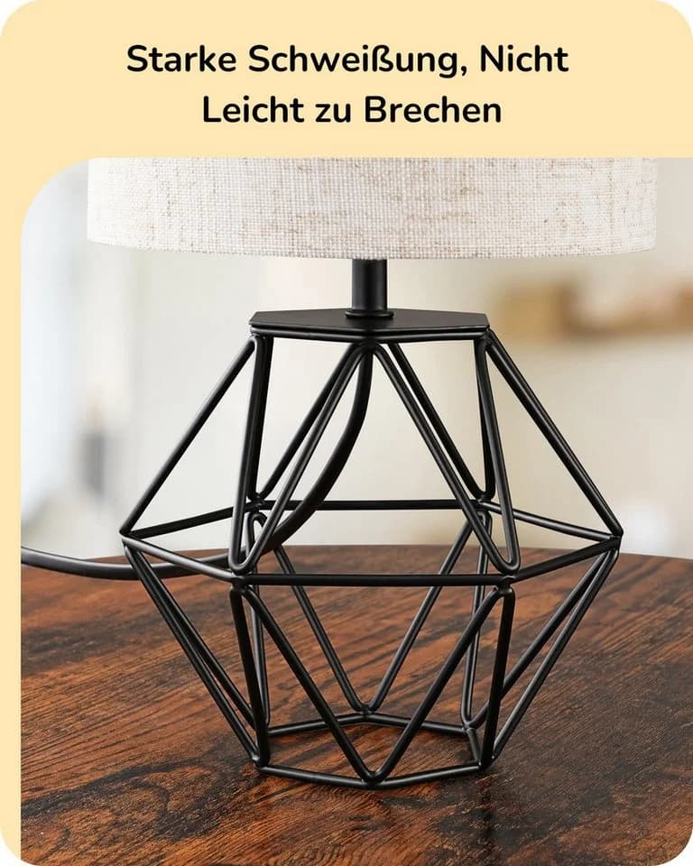 EDISHINE Nachttischlampe Industrial Schwarz E14 LED 2700K Warmweiß - Bild 3