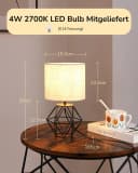 EDISHINE Nachttischlampe Industrial Schwarz E14 LED 2700K Warmweiß Bild 4