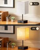 EDISHINE LED Nachttischlampe Touch Dimmbar, 2er-Set Beige/Schwarz Bild 1