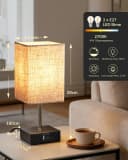 EDISHINE LED Nachttischlampe Touch Dimmbar, 2er-Set Beige/Schwarz Bild 5