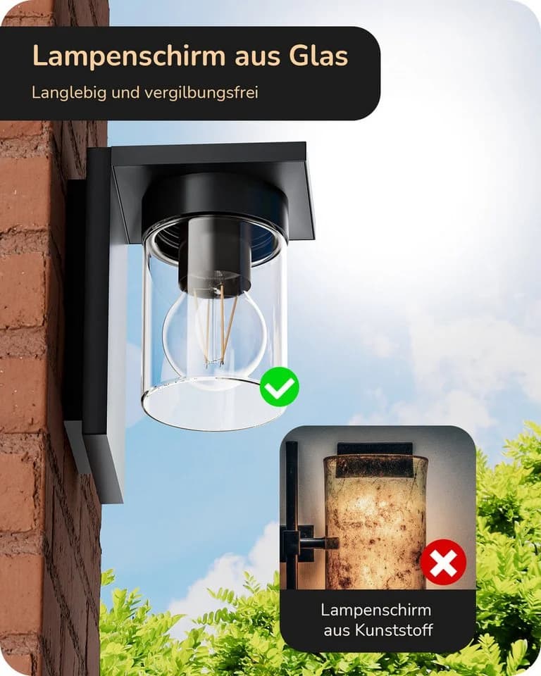 EDISHINE Außen-Wandleuchte Anthrazit für Hauswand, Garage, Vordach - Bild 5