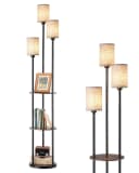 EDISHINE Stehlampe 3-flammig Schwarz mit Regalen und LED Bild 2