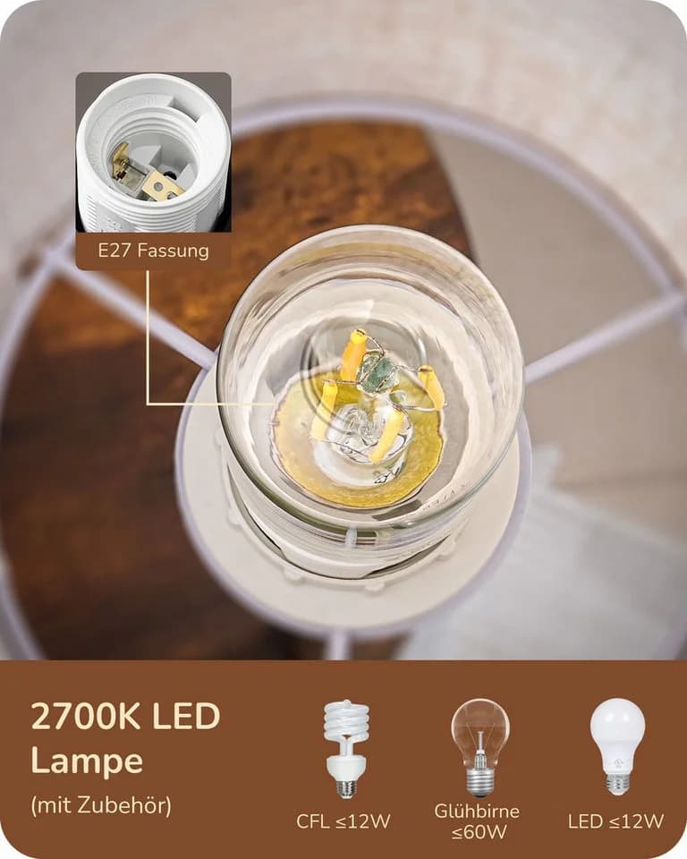 EDISHINE Stehlampe 3-flammig Schwarz mit Regalen und LED - Bild 5