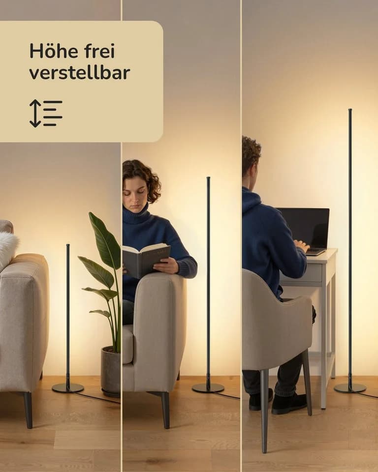 EDISHINE LED Stehlampe Dimmbar Schwarz Minimalistisch - Bild 5