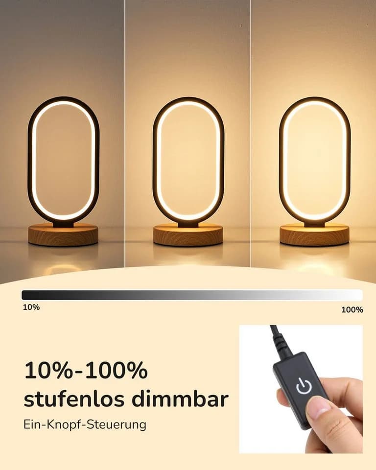 EDISHINE LED Nachttischlampe Touch Dimmbar 3 Farbtemperaturen - Bild 3