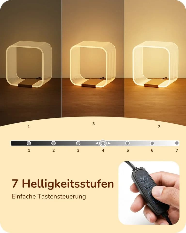 EDISHINE LED Nachttischlampe Dimmbar mit 3 Farbtemperaturen - Bild 3