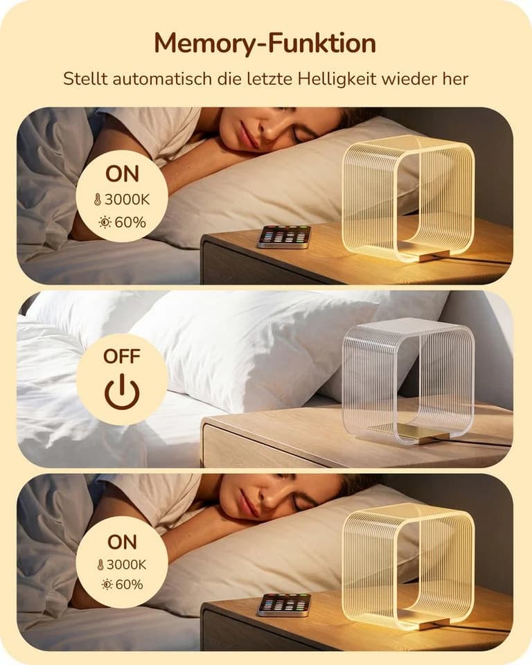 EDISHINE LED Nachttischlampe Dimmbar mit 3 Farbtemperaturen - Bild 4