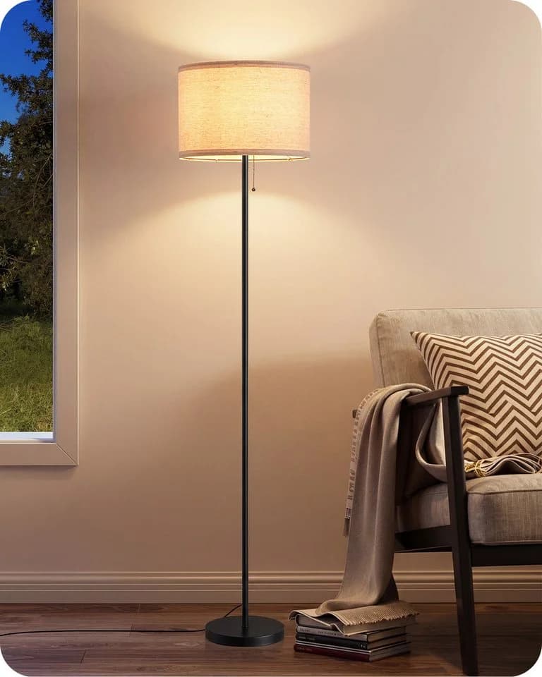 EDISHINE LED Stehlampe Schwarz Beige Modern