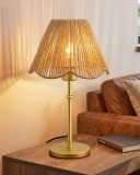 EDISHINE Nachttischlampe Gold mit handgeflochtenem Papierseir-Schirm Bild 2