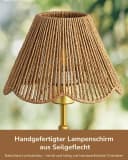 EDISHINE Nachttischlampe Gold mit handgeflochtenem Papierseir-Schirm Bild 3