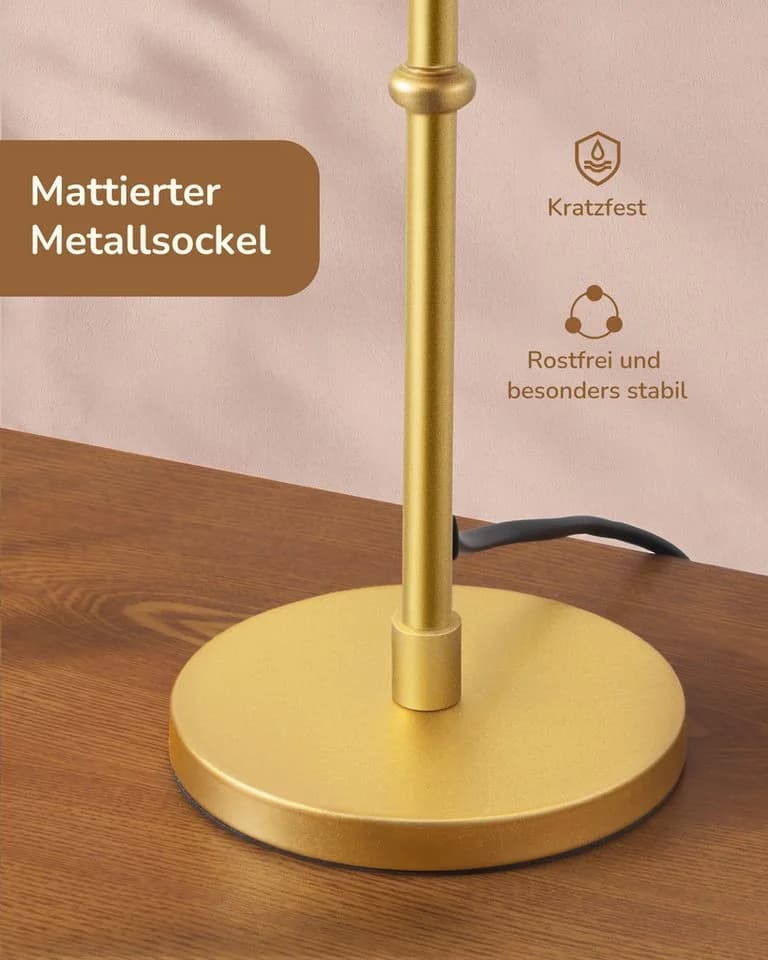 EDISHINE Nachttischlampe Gold mit handgeflochtenem Papierseir-Schirm - Bild 4