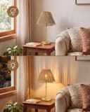 EDISHINE Nachttischlampe Gold mit handgeflochtenem Papierseir-Schirm Bild 5