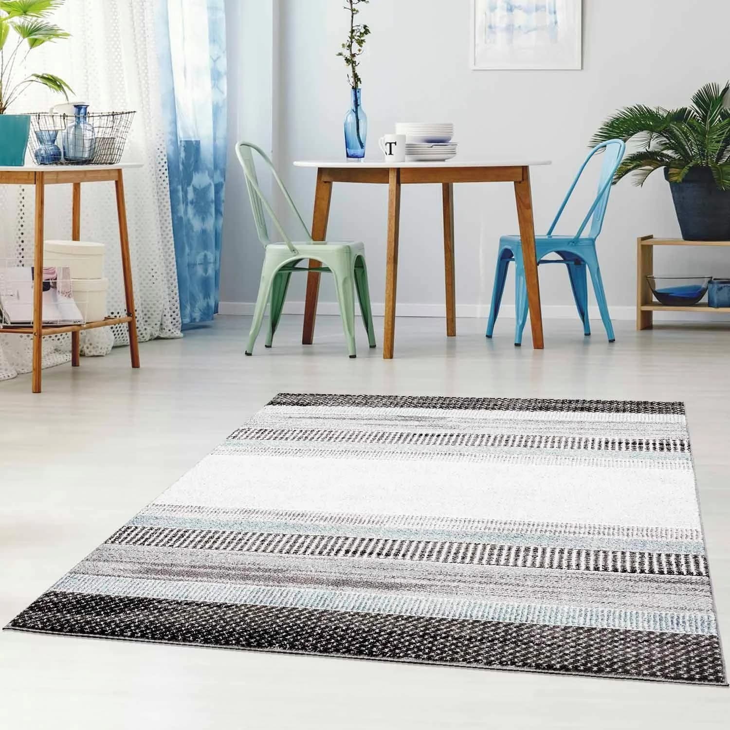 Carpet City Teppich Moda 1142 Blau Kurzflor